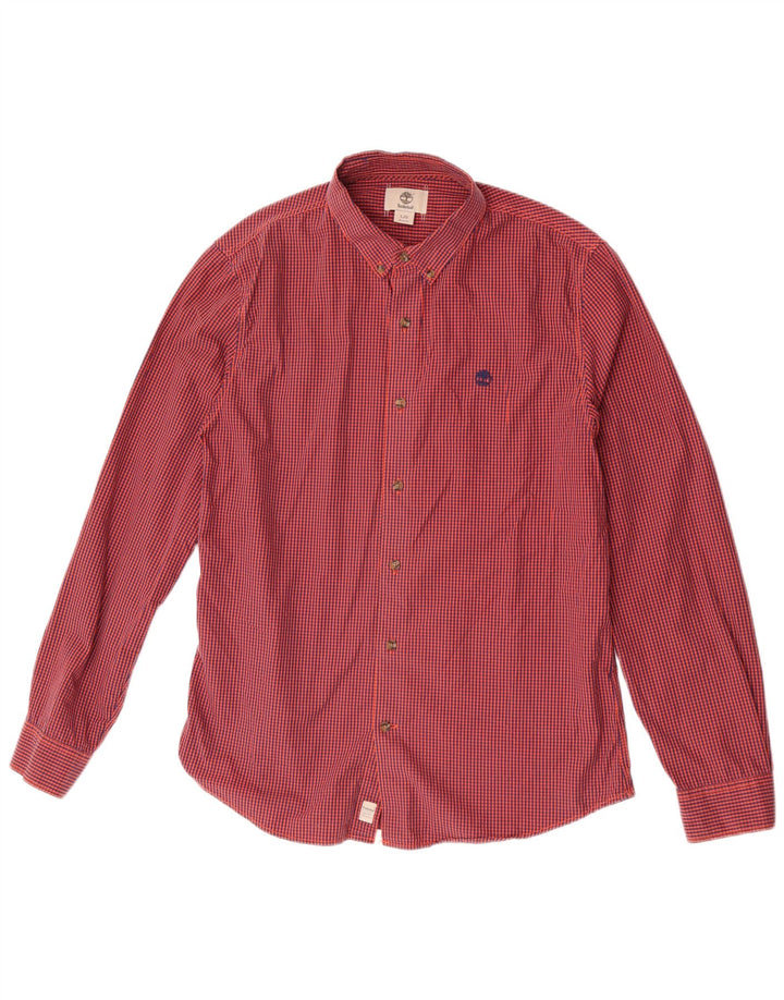 Camisa Timberland Slim Fit para hombre, talla grande, cuadros rojos