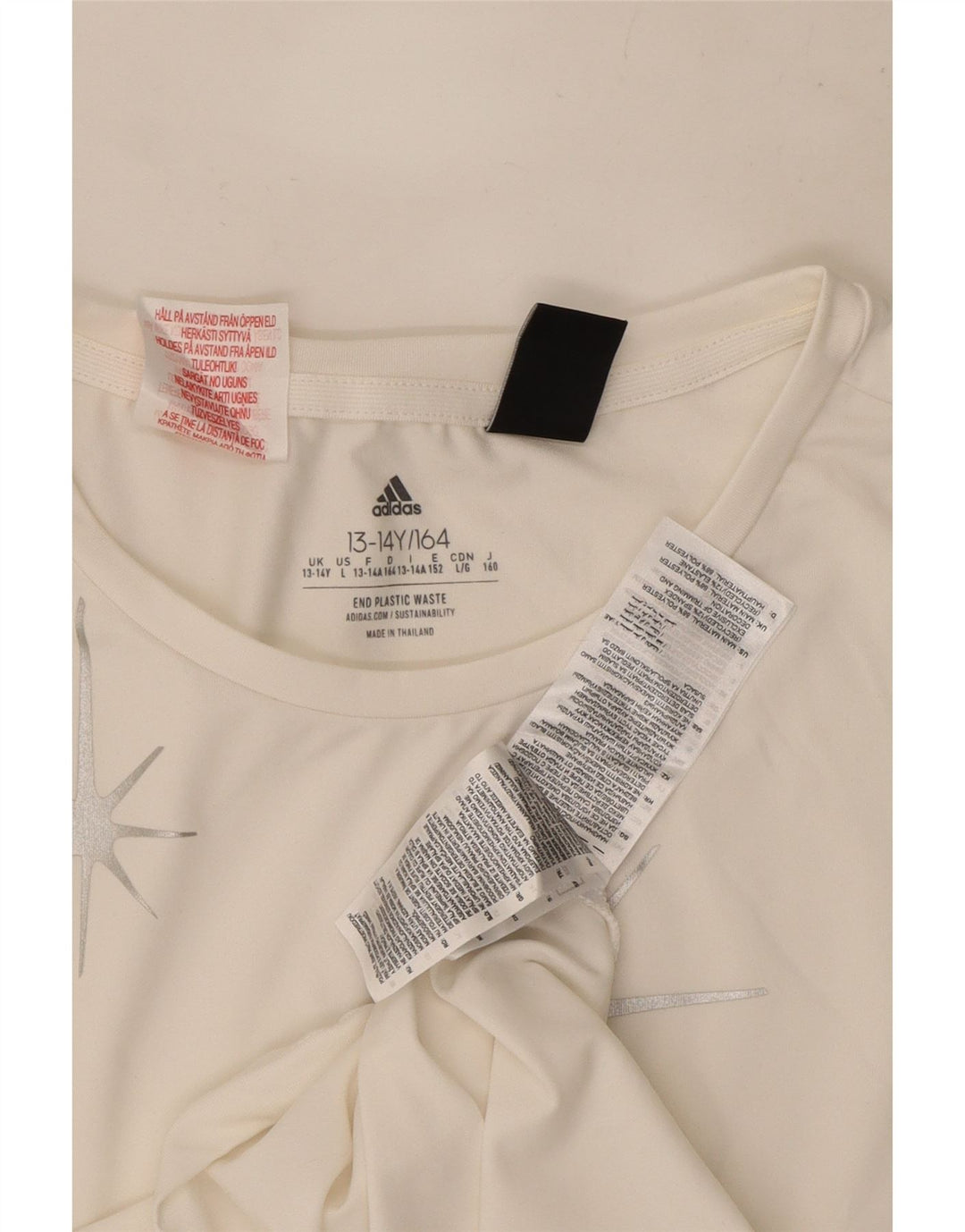 Adidas Camiseta sin mangas estampada para niña 13-14 años Poliéster blanco roto