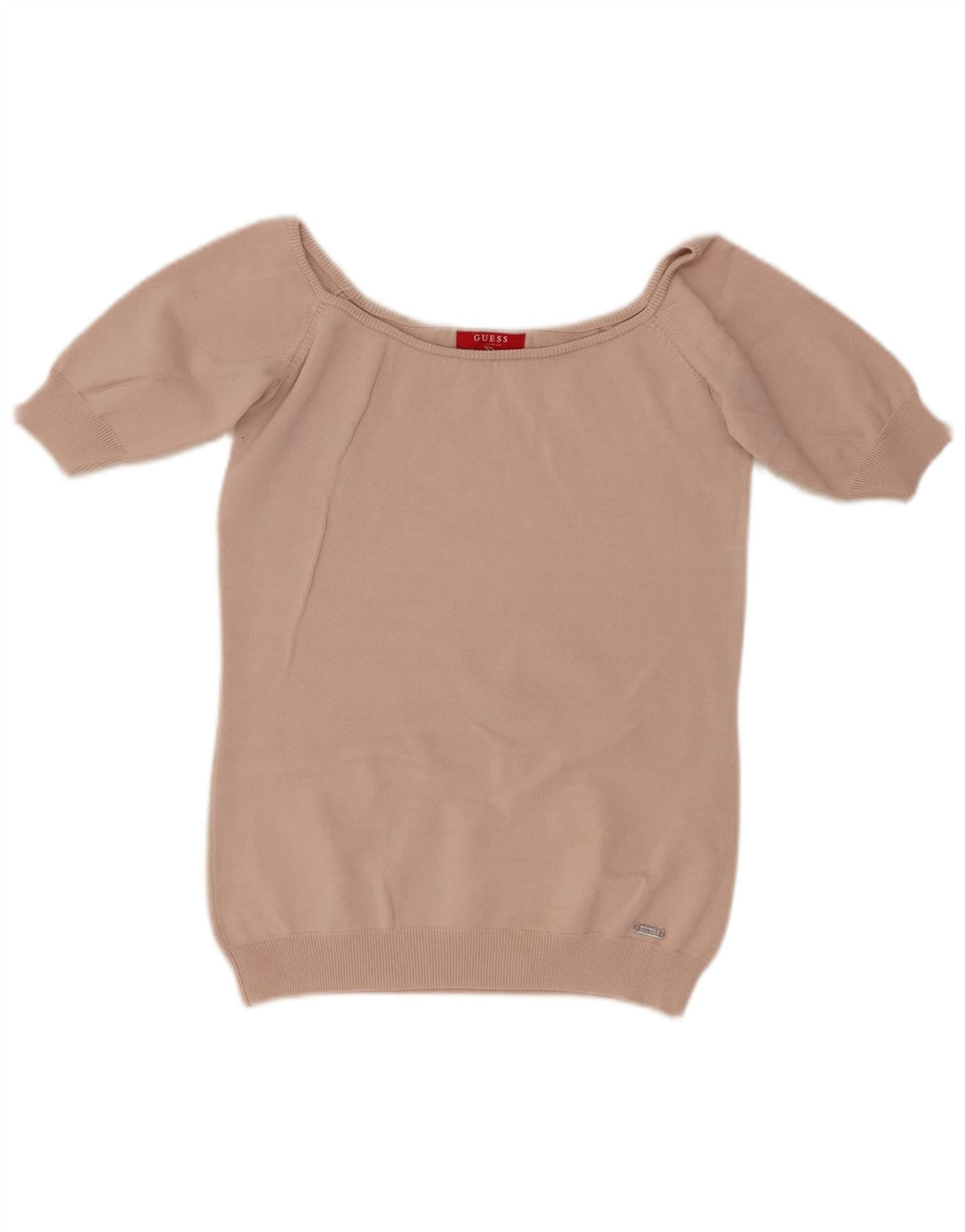 Guess Blusa corta para mujer UK 12 Viscosa rosa mediana