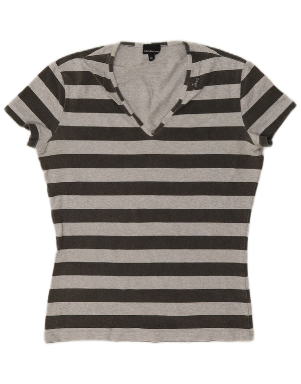 Calvin Klein Jeans Camiseta para Mujer Top UK 40 XL Gris Rayas