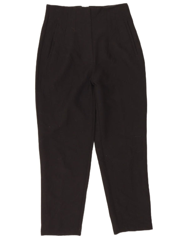 Zara Mujer Pantalones De Traje Cónicos De Cintura Alta Mediano W28 L26 Poliéster Negro