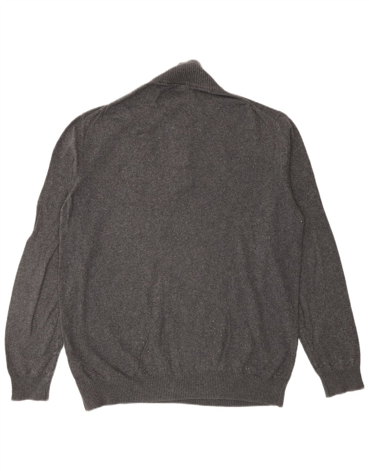 Lyle & Scott Jersey con cuello y cremallera para hombre, talla grande, algodón gris