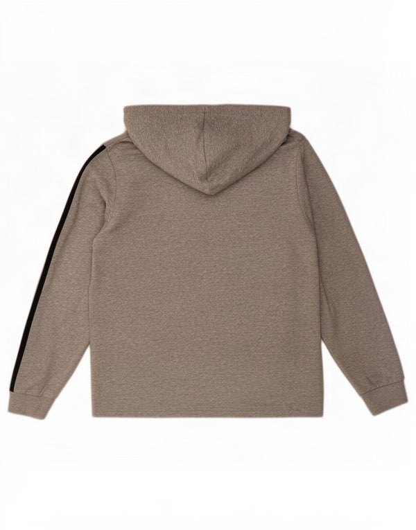 Adidas Hombre Zip Sudadera Con Capucha Suéter Gris Medio Algodón Moteado