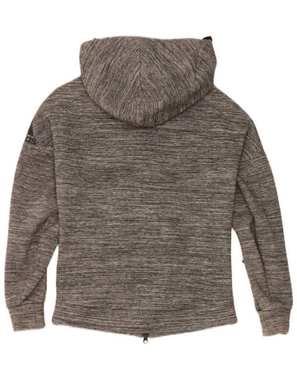 Adidas Sudadera con capucha y cremallera para mujer Reino Unido 8/10 Pequeño algodón moteado gris