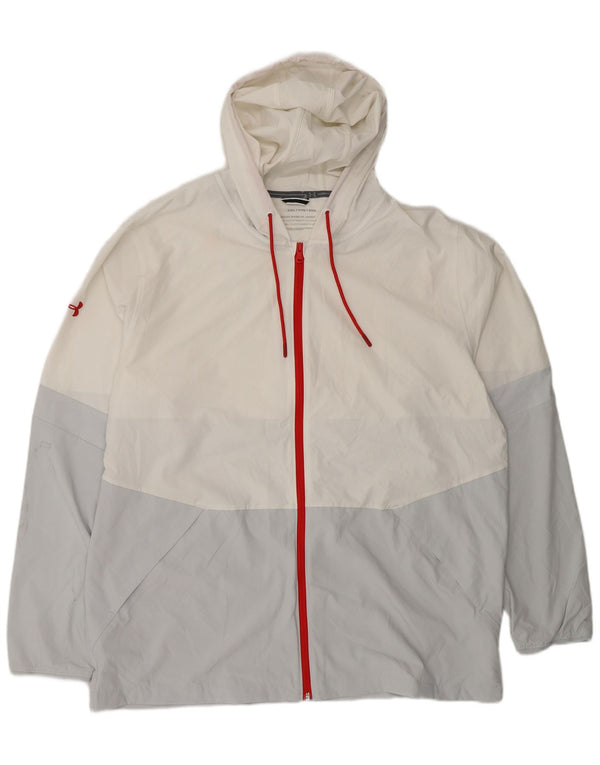 Under Armour Chaqueta impermeable con capucha para hombre UK 44 2XL Poliéster color block blanco