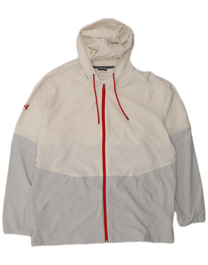 Under Armour Chaqueta impermeable con capucha para hombre UK 44 2XL Poliéster color block blanco