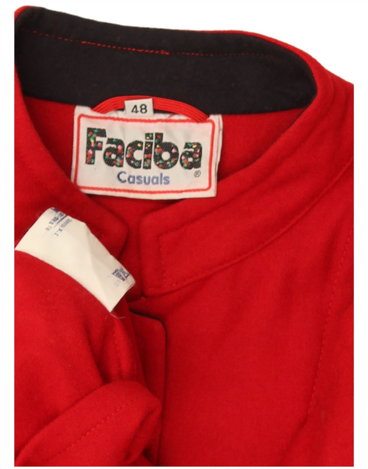 Faciba Chaqueta Bomber Extragrande Mujer IT 48 XL Lana Roja