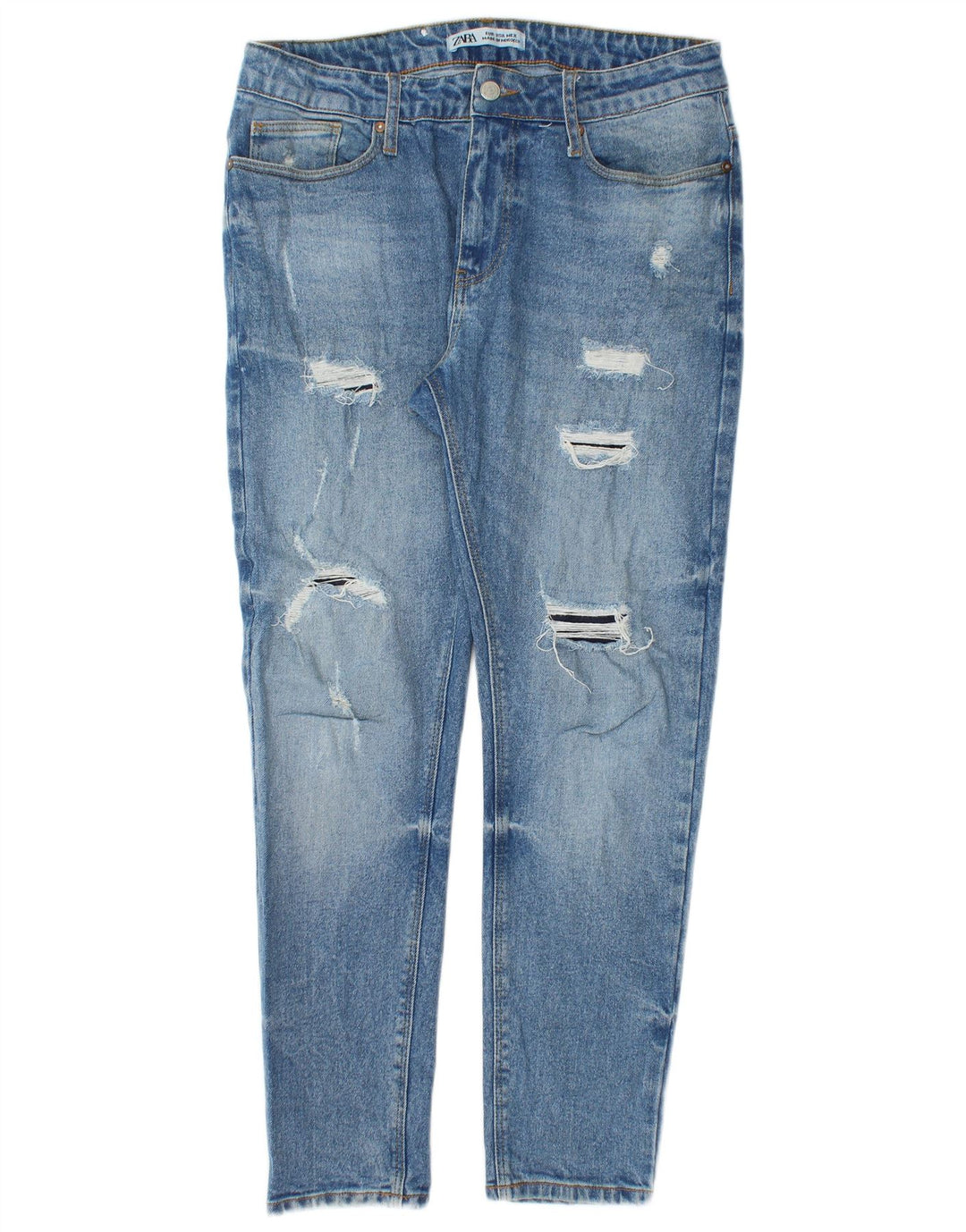 Zara Vaqueros Slim Desgastados W33 L28 Azul