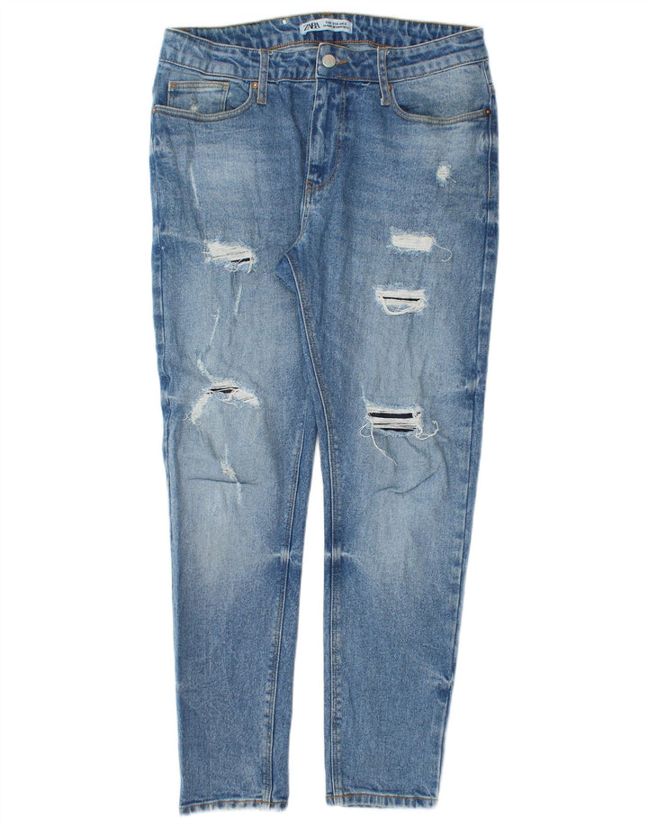 Zara Vaqueros Slim Desgastados W33 L28 Azul
