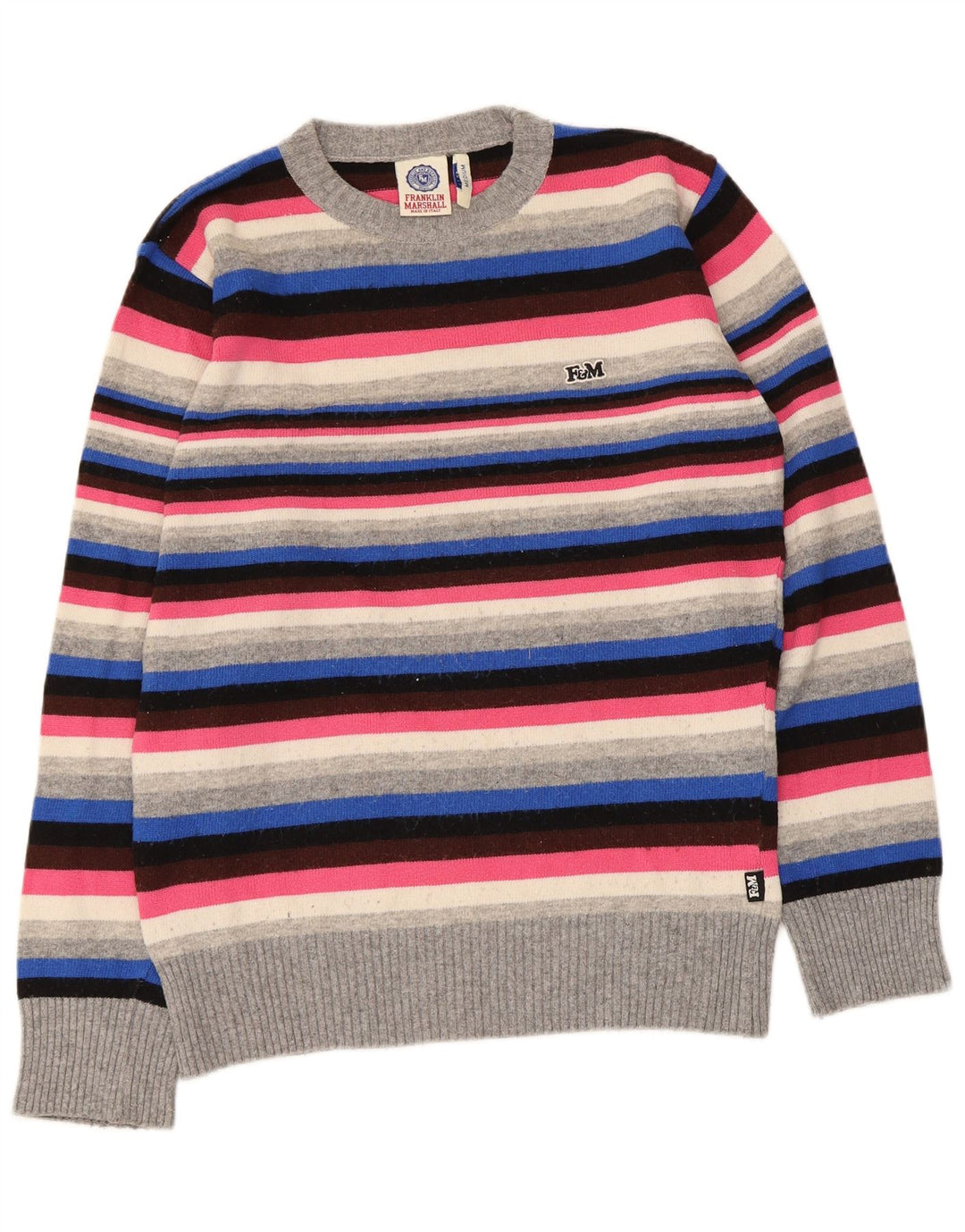 Franklin Marshall - Jersey de cuello redondo para hombre, talla mediana, multicolor