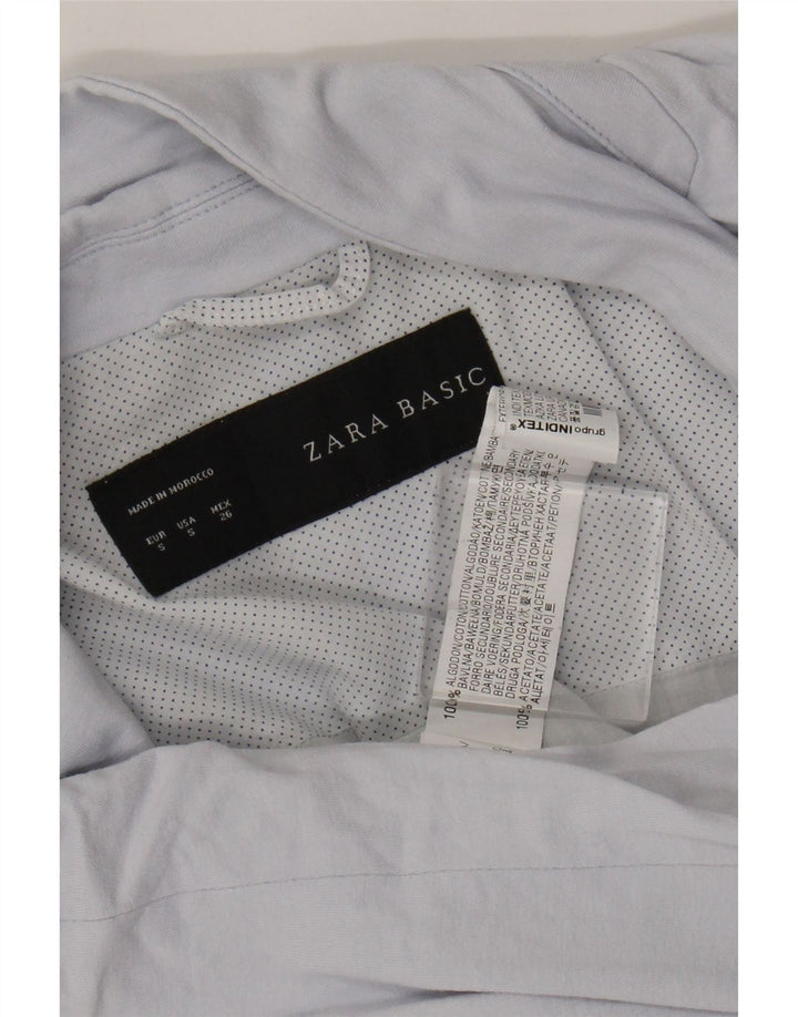 Zara Mujer Chaqueta Blazer De 1 Botón UK 10 Small Azul Algodón