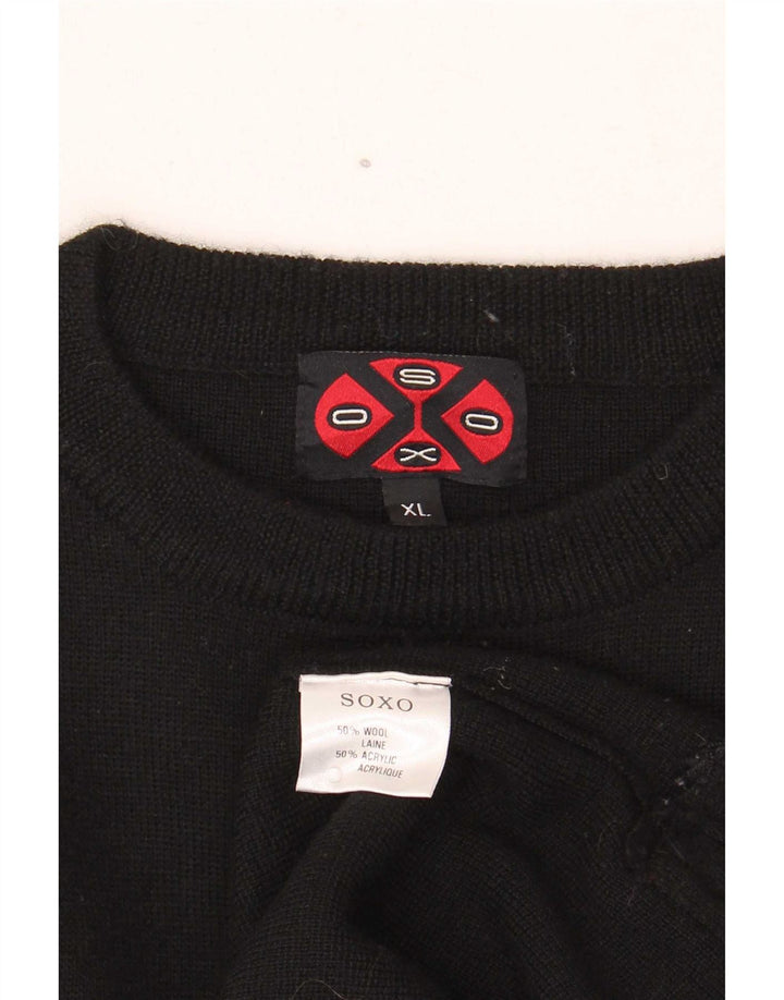 Soxo Jersey De Cuello Redondo Para Hombre XL Negro Lana Colorblock
