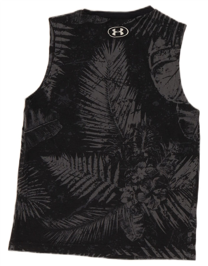 Under Armour Camiseta sin mangas con gráfico Heat Gear para niños de 7 a 8 años, talla pequeña, color negro