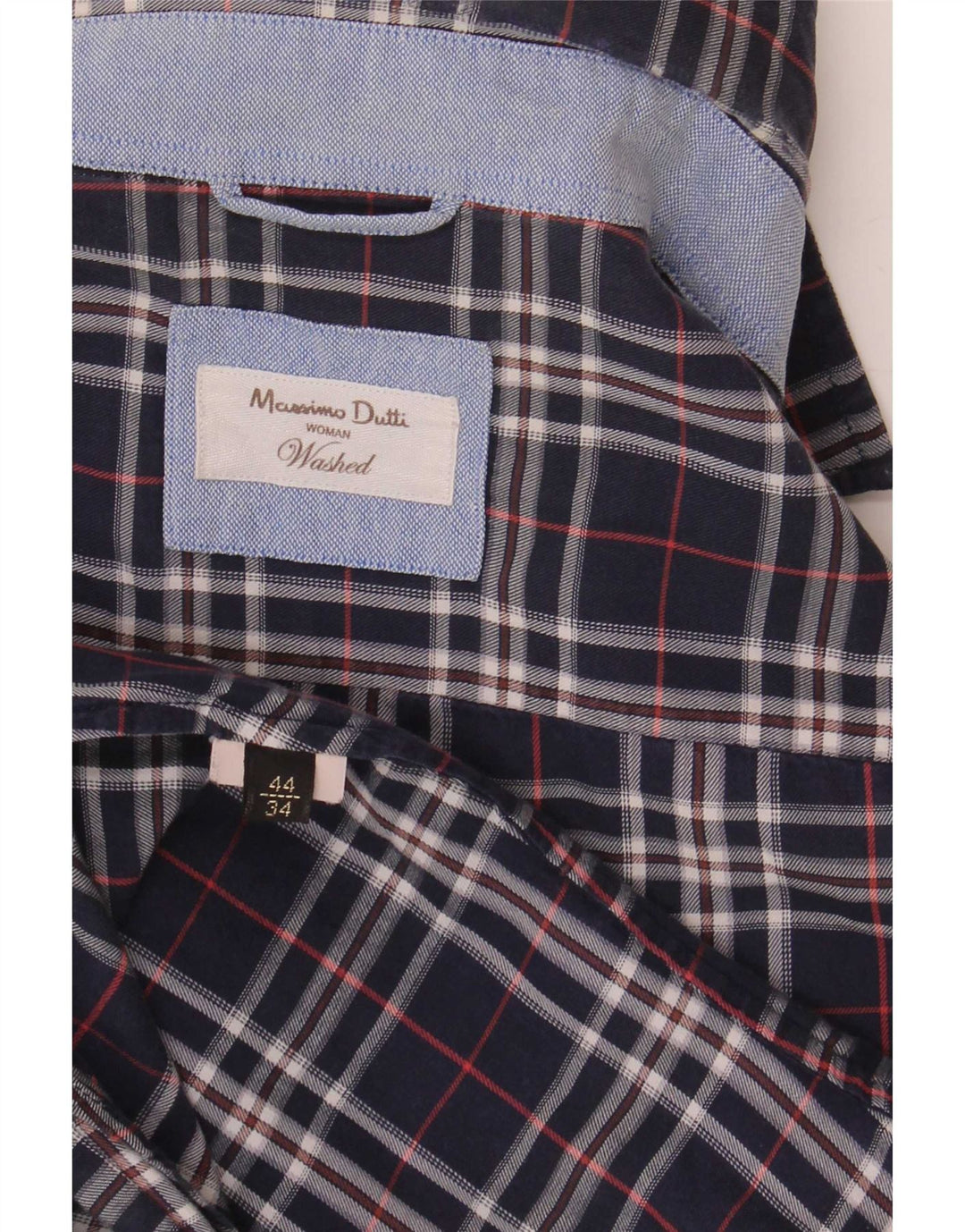 Camisa Mujer Massimo Dutti EU 34 XS Azul Marino Cuadros
