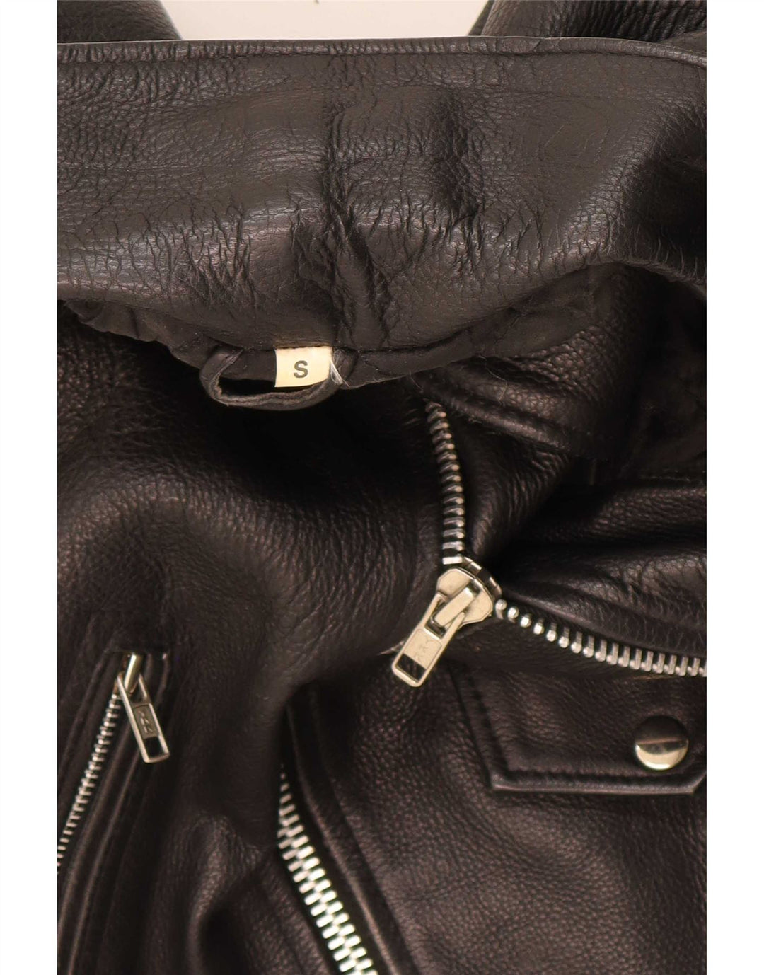Vintage hombres cuero biker chaqueta Reino Unido 36 pequeño negro