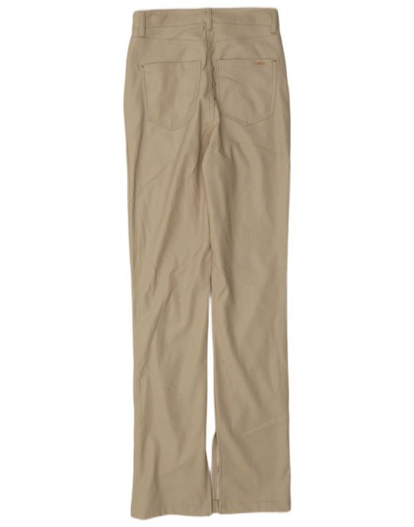 Zara Mujer Pantalones Rectos De Piel Sintética EU 34 2XS W24 L33 Beige