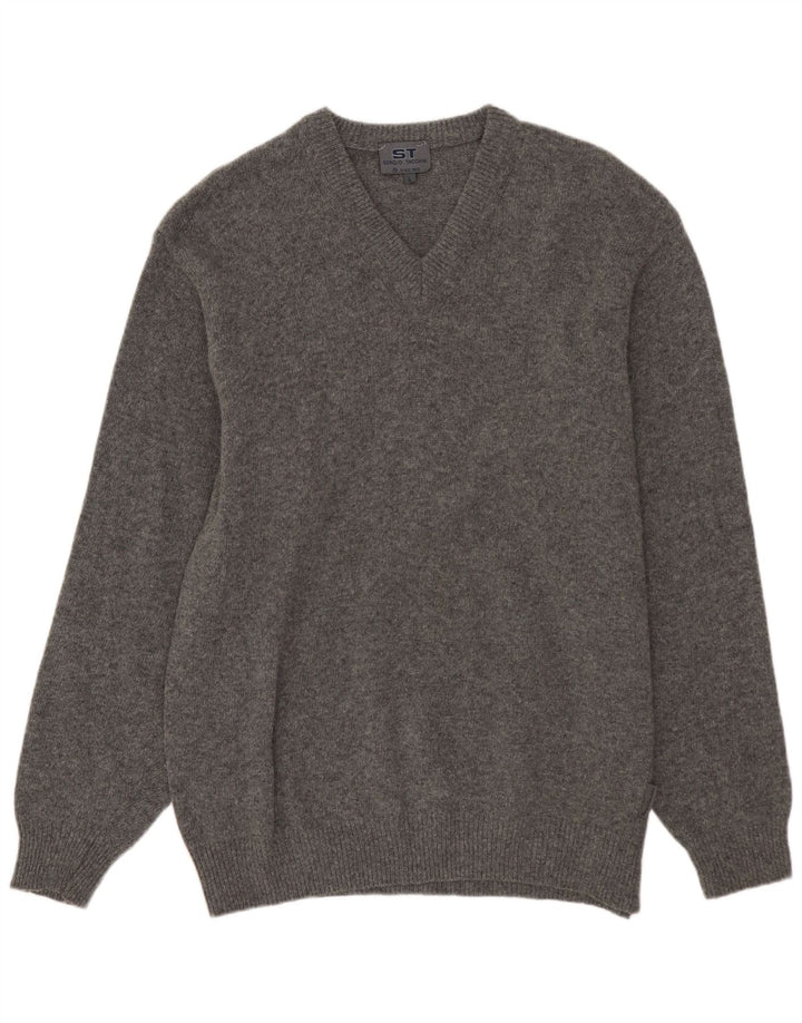 SERGIO TACCHINI Jersey con cuello en V para hombre, talla grande, gris