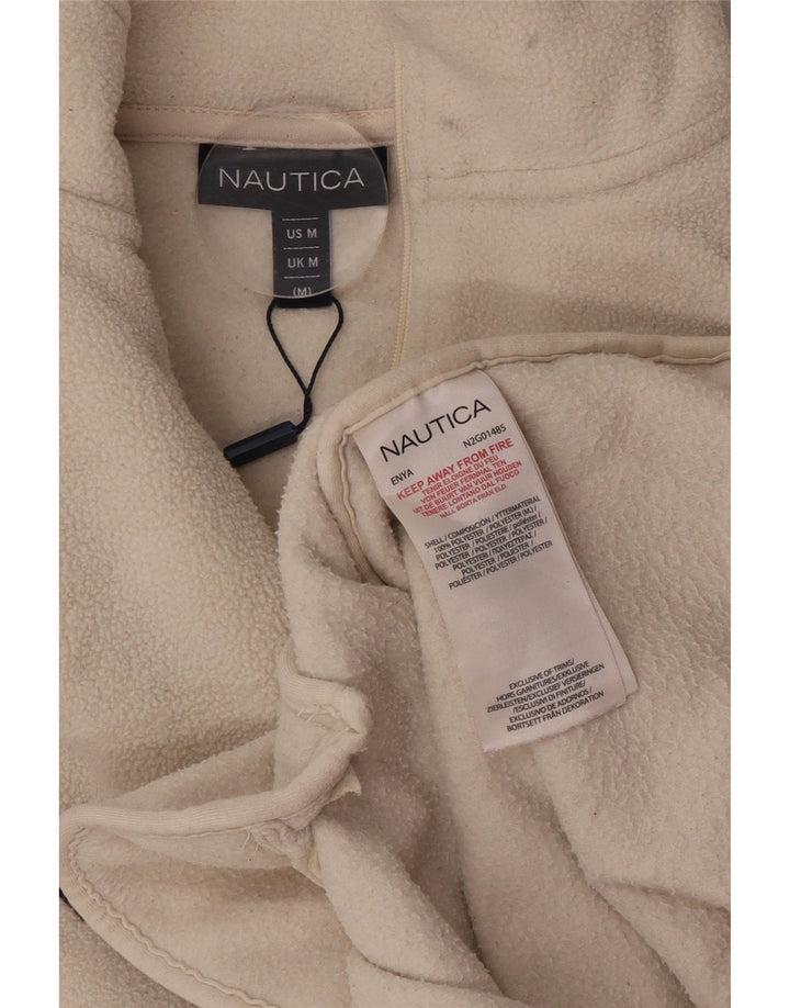 Nautica Jersey de forro polar con cuello con cremallera y gráfico para hombre Poliéster blanco roto mediano