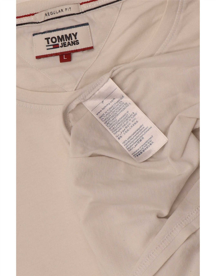 Tommy Hilfiger Camiseta Regular Fit para Hombre Algodón Blanco Grande