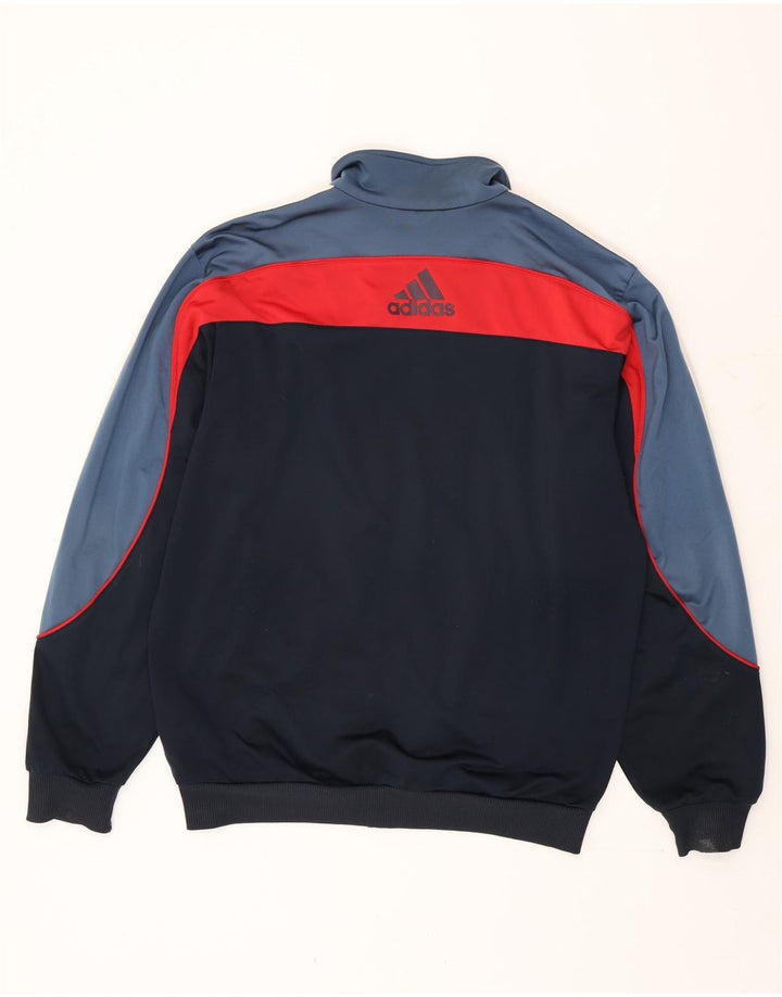 Adidas Hombre Gráfico Chándal Top Chaqueta Grande Negro Colorblock Poliéster