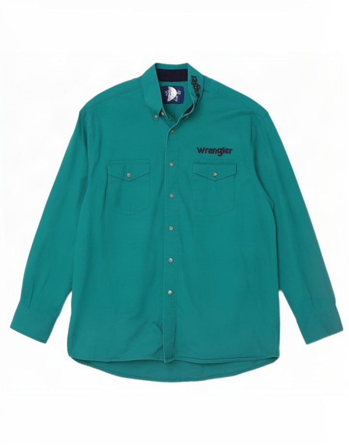 Wrangler Camisa con gráfico occidental para hombre Algodón verde grande