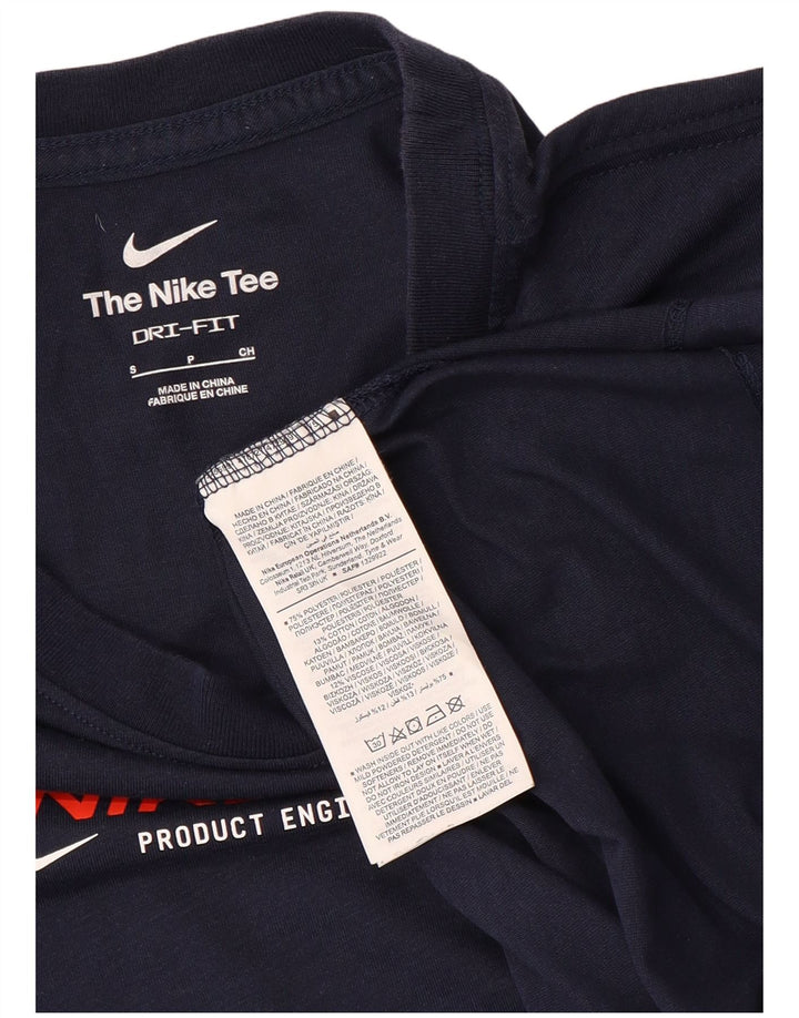 Nike Dri Fit Graphic Camiseta para hombre, talla pequeña, poliéster azul marino