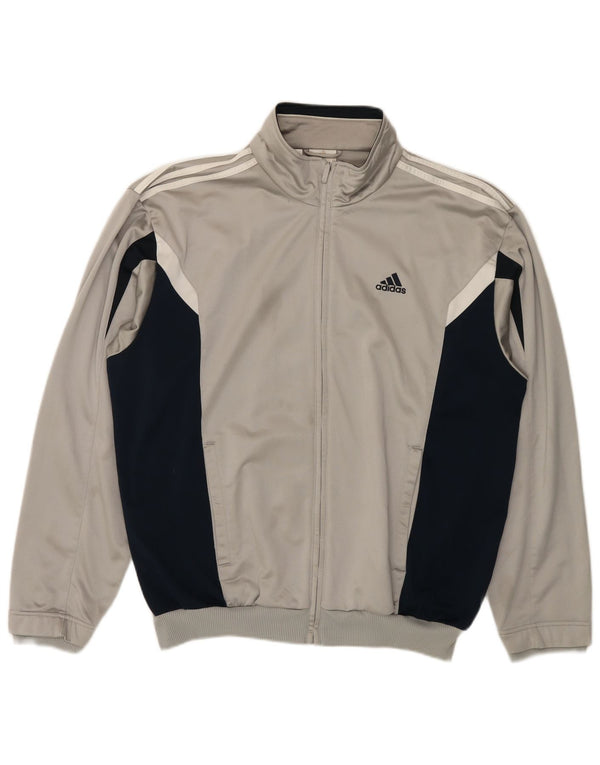 ADIDAS Chaqueta superior de chándal para hombre UK 44/46 Poliéster con bloques de color gris grande