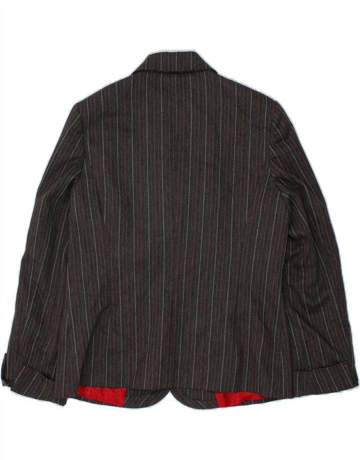 PERTE BY KRIZIA Womens 2 Button Blazer Jacket UK 16 Large Grey Striped Vintage Perte by Krizia and Second-Hand Perte by Krizia from Messina Hembry 