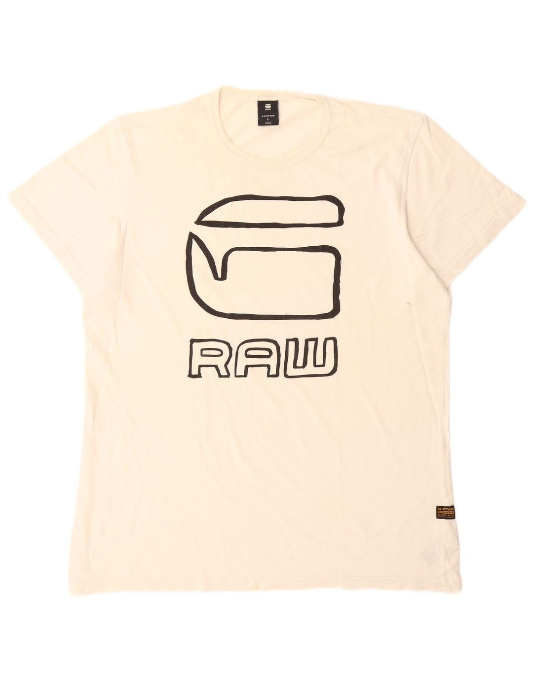 G-Star Hombre Camiseta Gráfica Top Grande Algodón Blanco