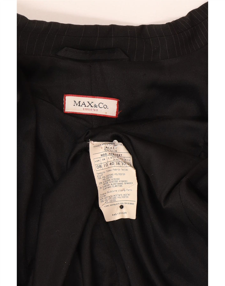 Max & Co. Chaqueta tipo blazer de 3 botones para mujer UK 10 Small Poliéster a rayas negras