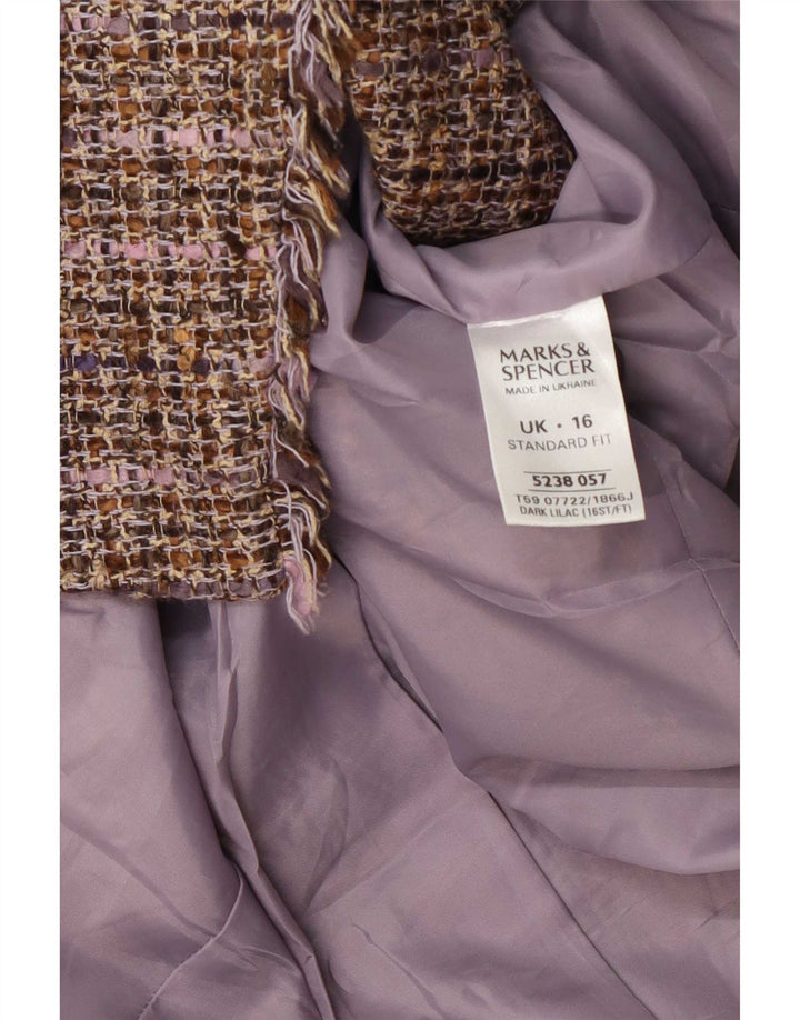 Marks & Spencer Chaqueta tipo blazer con 1 botón para mujer UK 46 Large Purple Check