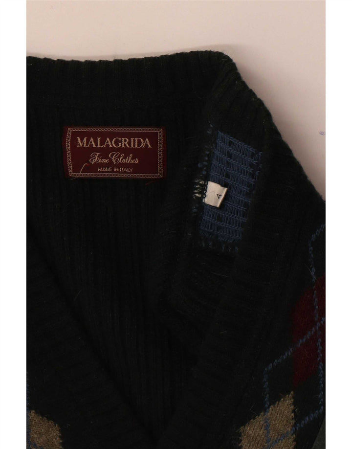 Malagrida Jersey con Cuello en V para Hombre Large Green Argyle/Diamond