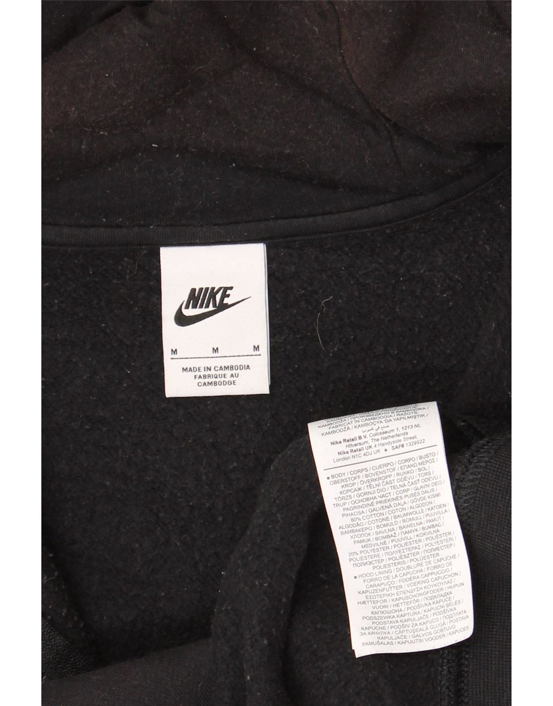 Nike - Sudadera con capucha y cremallera para hombre, tamaño mediano, algodón negro