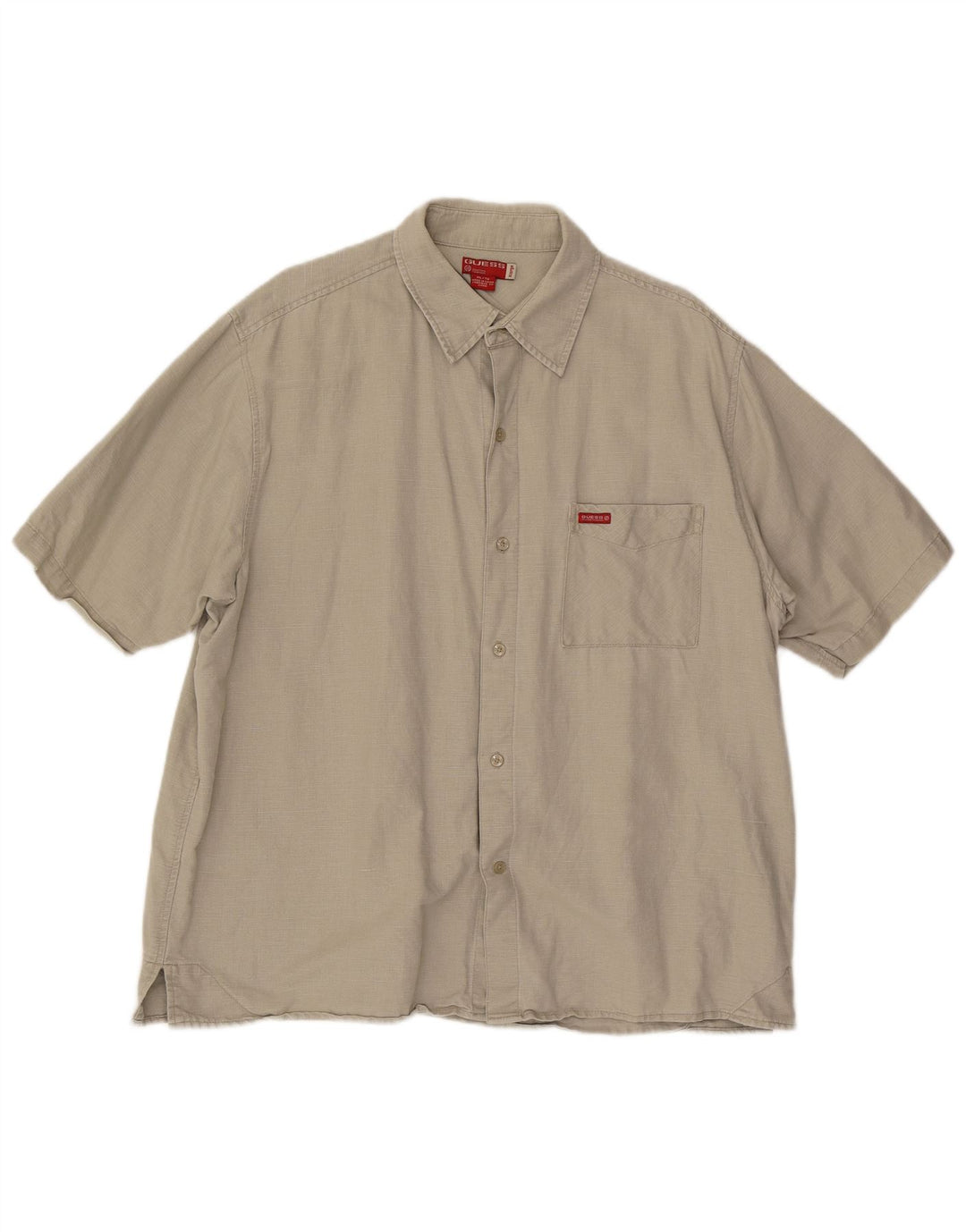 GUESS Camisa Manga Corta Hombre XL Lino Beige