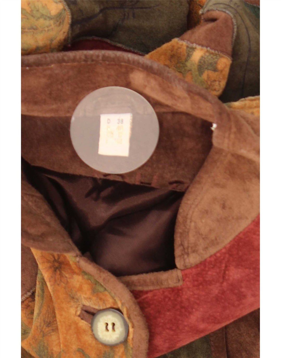 Landhaus Chaqueta de ante holgada para mujer UK 42 Cuero patchwork marrón medio