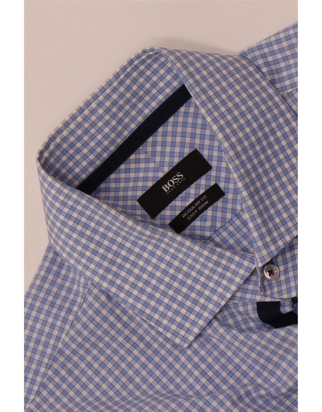 Camisa Hugo Boss Hombre De Manga Corta De Corte Regular Y Cuadros Azules Grandes