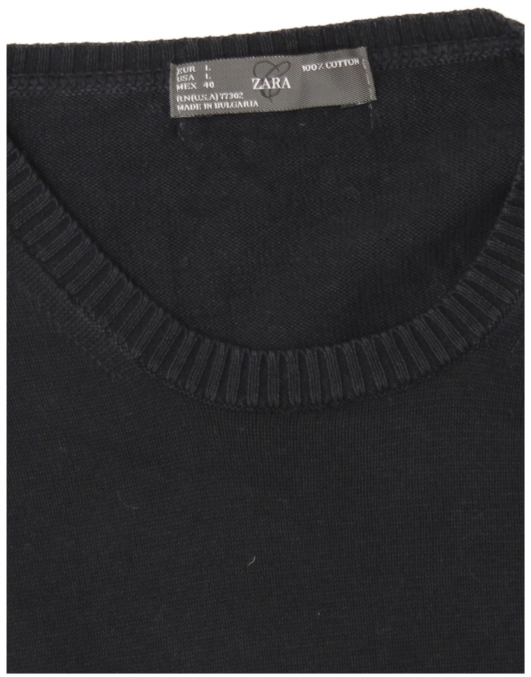 Zara Hombre Jersey Cuello Redondo Jersey Grande Azul Marino Algodón