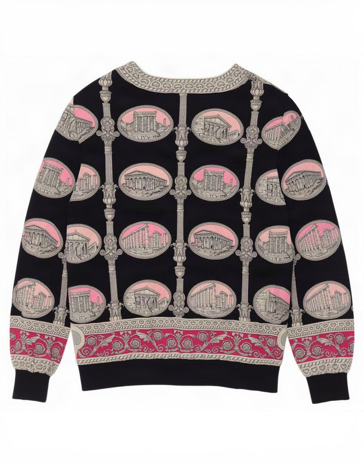 Liola - Cárdigan con estampado abstracto para mujer, talla 40, talla grande, lana negra