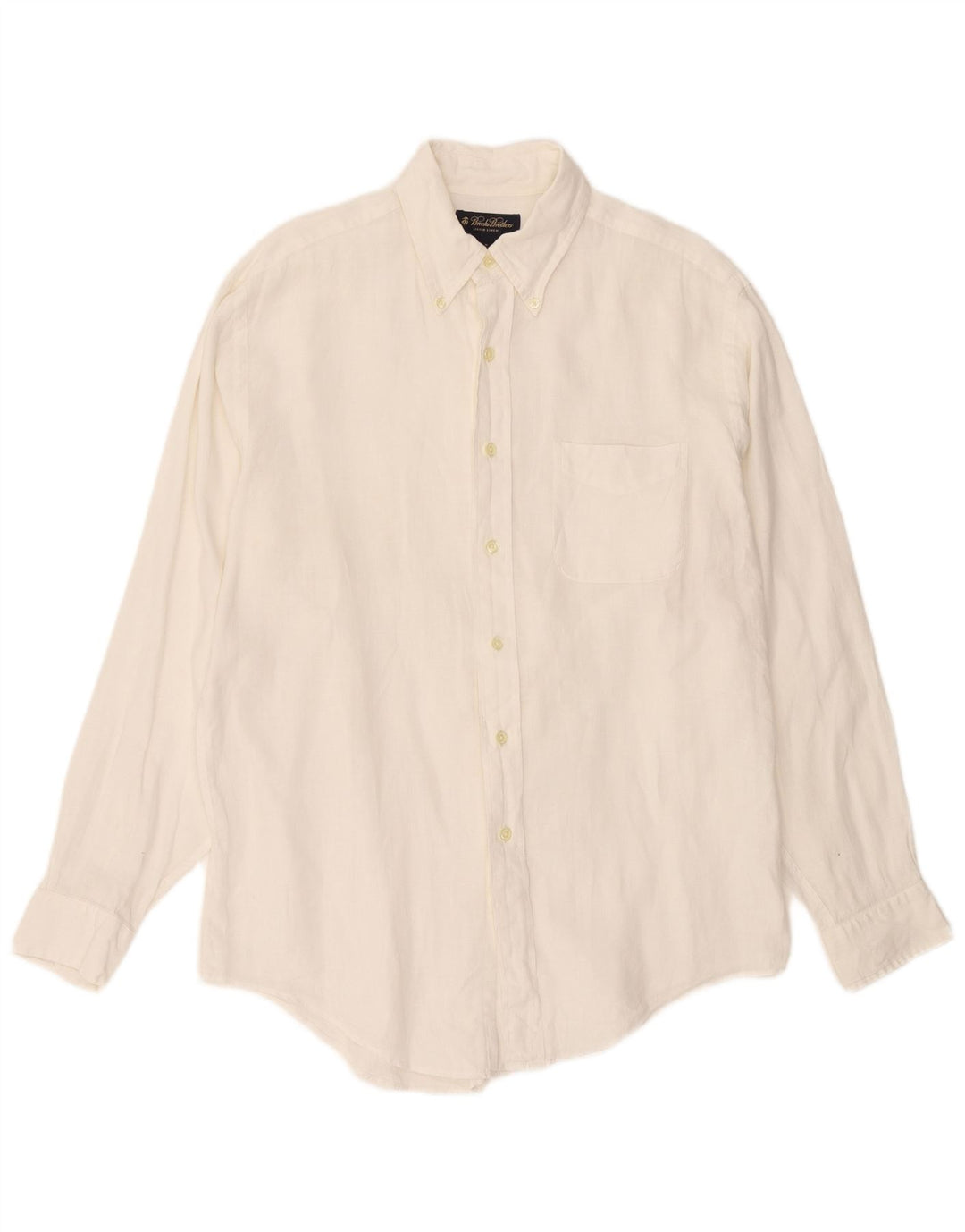 Camisa Brooks Brothers Hombre Mediana Lino Blanco