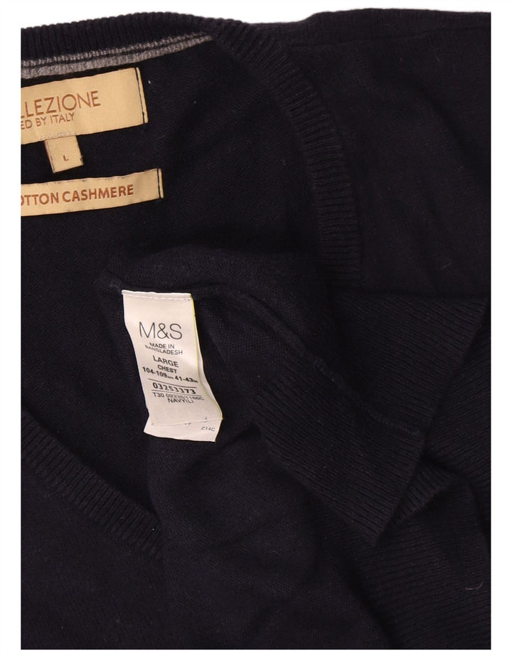 Marks & Spencer - Camiseta sin mangas para hombre, talla grande, algodón azul marino