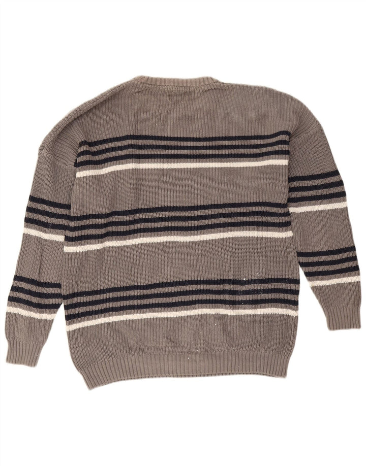 Zara Hombre Jersey Cuello Redondo Jersey Grande Gris Rayas