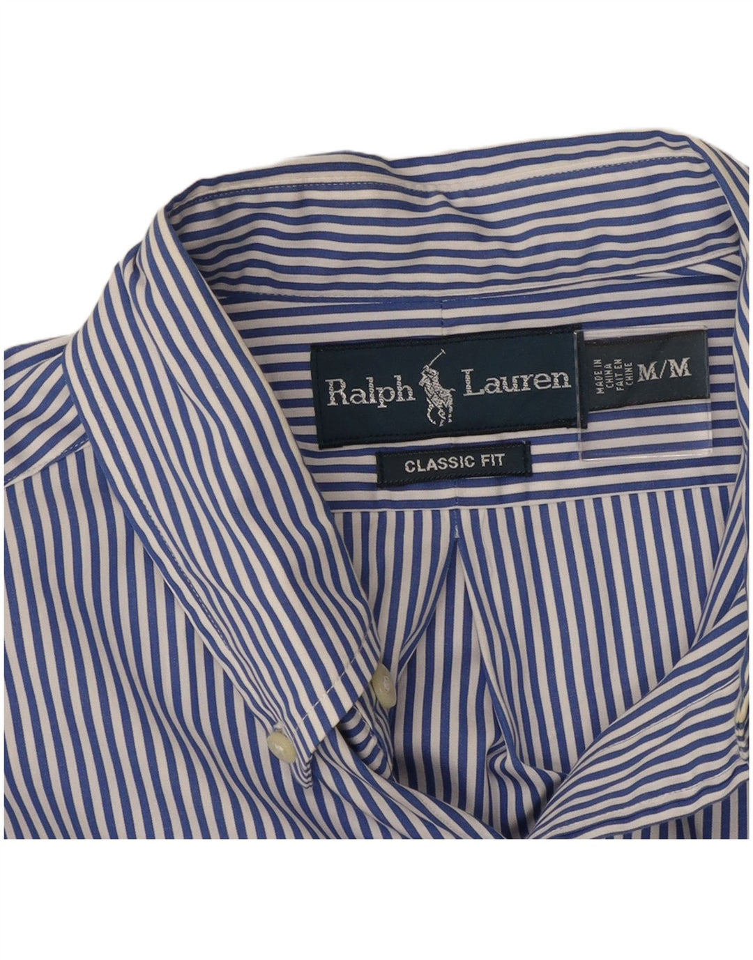 Camisa Ralph Lauren Hombre De Corte Clásico Con Rayas Azul Medio