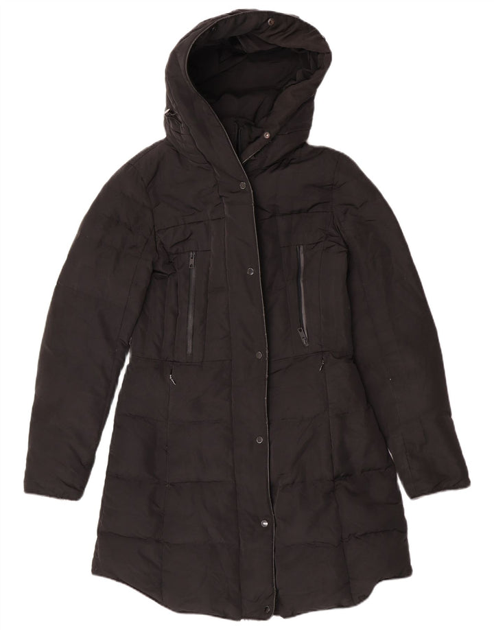 Zara Mujer Abrigo Acolchado Con Capucha UK 44 Medium Negro
