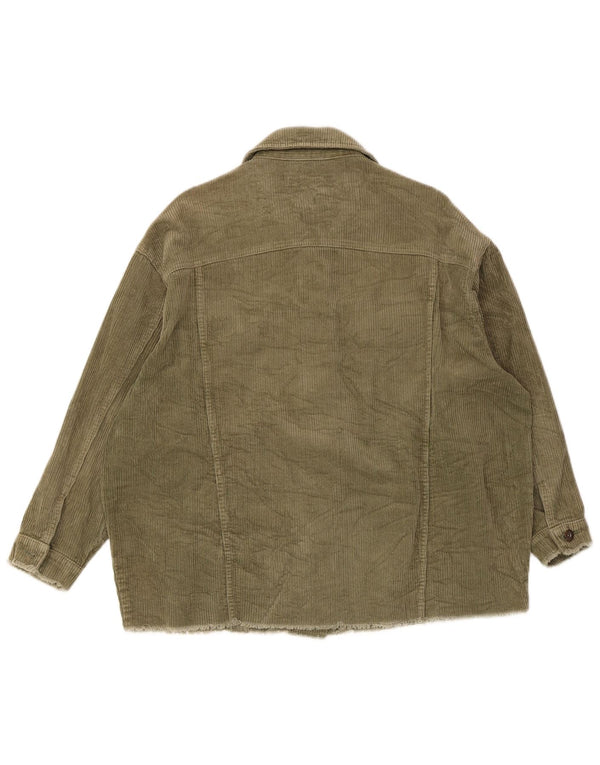 Zara Mujer Chaqueta De Pana Extragrande UK 44 Algodón Caqui Mediano