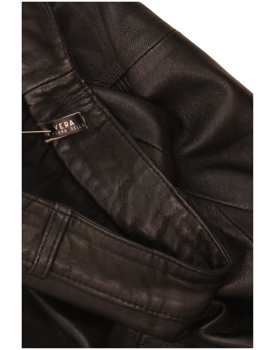 Falda de cuero vintage para mujer W26 cuero negro pequeño