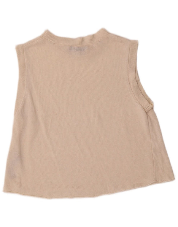 Zara Mujer Chaleco Tank Top UK 10 Small Beige Acrílico