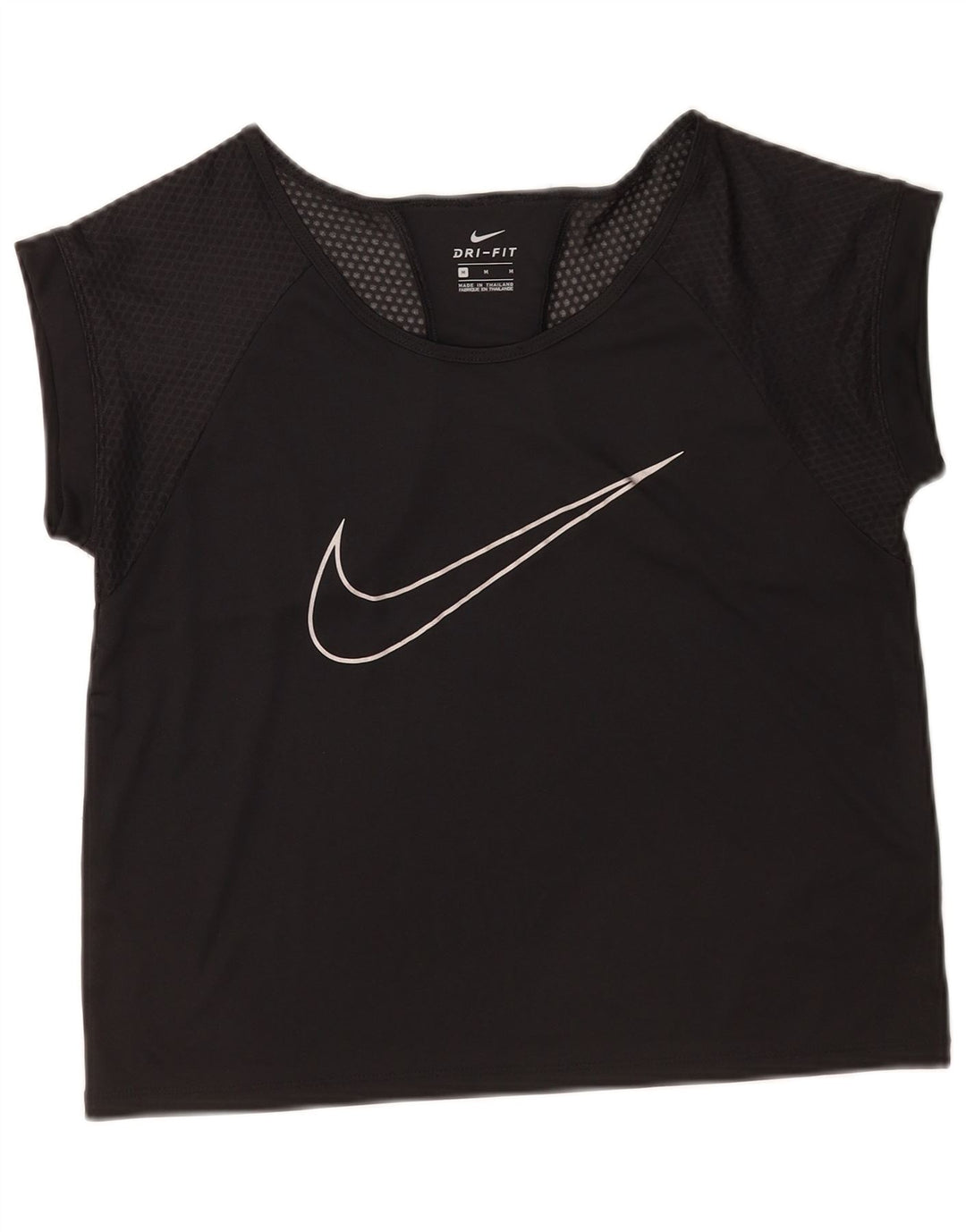 Nike Dri Fit Graphic Camiseta para Mujer UK 14 Medium Negro Poliéster