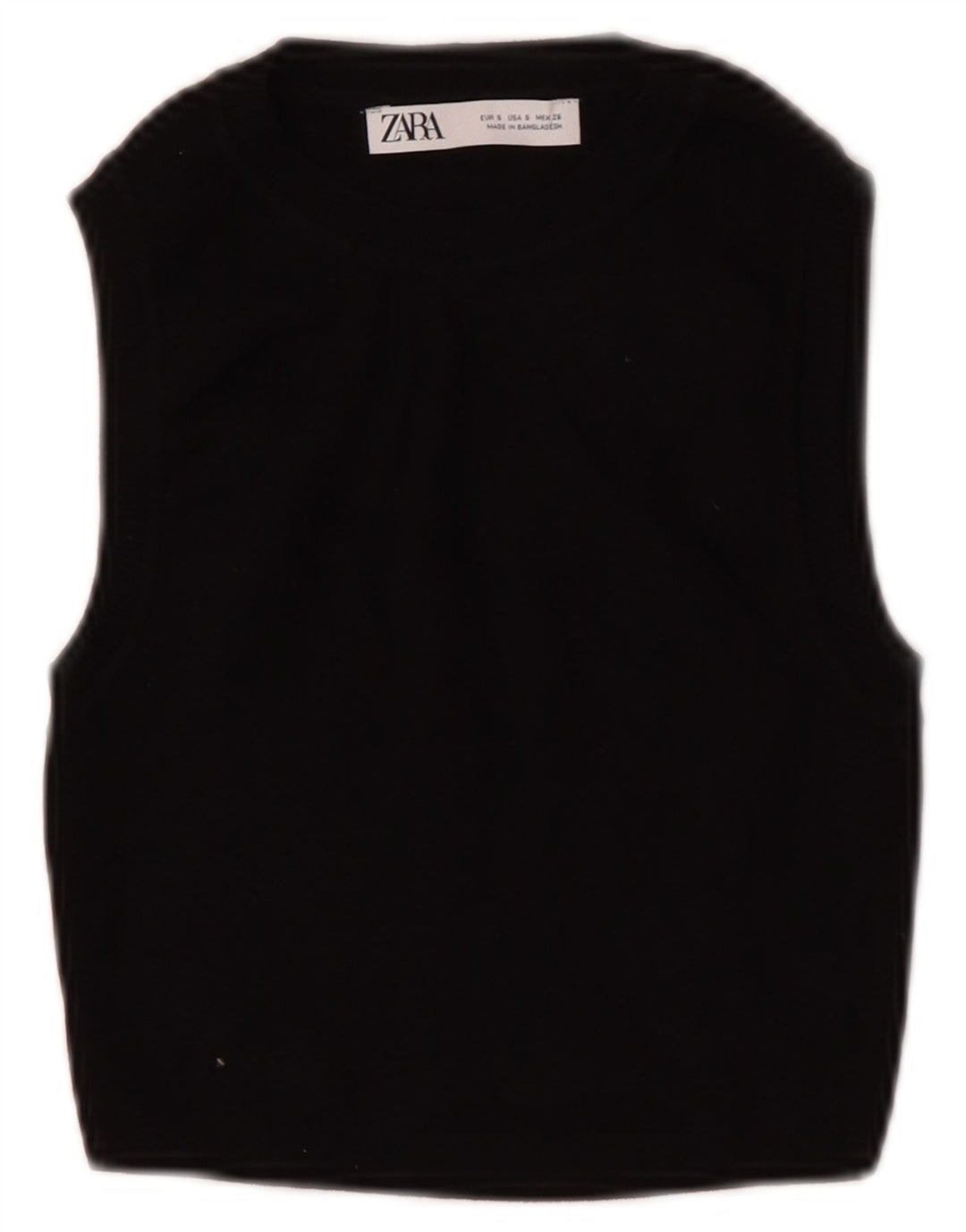 Zara Mujer Crop Vest Top UK 8 Small Viscosa Negra