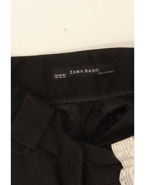 Zara Mujer Pantalón Chino Pitillo EU 36 XS W26 L28 Poliéster Negro