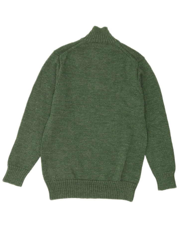 WoolOvers Jersey con cuello y cremallera para hombre de lana verde medio